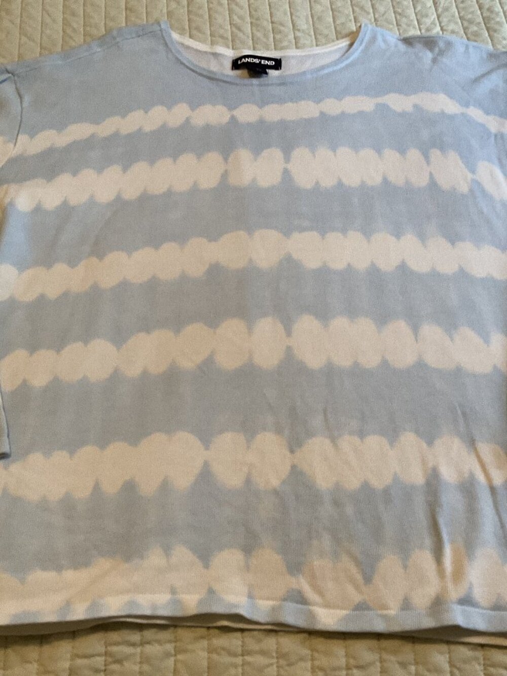 Lands End Baby Blue White Long Sleeve Cloud Sweater L 14-16